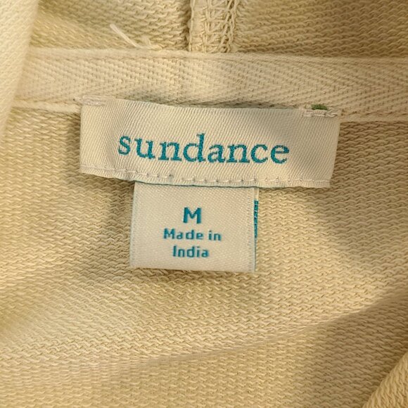 Sundance Embroidered Zip Up Hoodie Sweatshirt Jacket Cream Med Womens Cottage - Picture 5 of 10